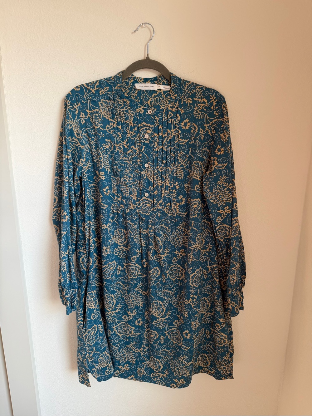 Isabel Marant Etoile Teal Floral Button-Front Women’s Tunic Dress